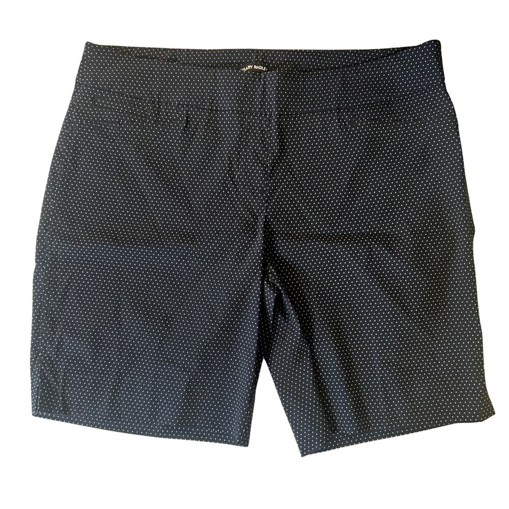 Hilary Radley XL Black White Polka Dot Bermuda Shorts Stretch Pull On Retro 90s